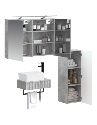 Set di Armadi da Bagno 4 pcs Grigio Cemento 50 x 14,5 x 70 cm