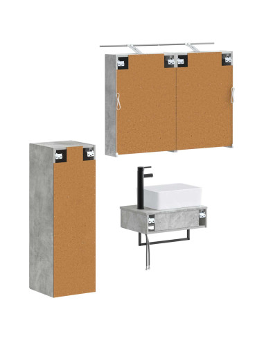 Set di Armadi da Bagno 4 pcs Grigio Cemento 50 x 14,5 x 70 cm