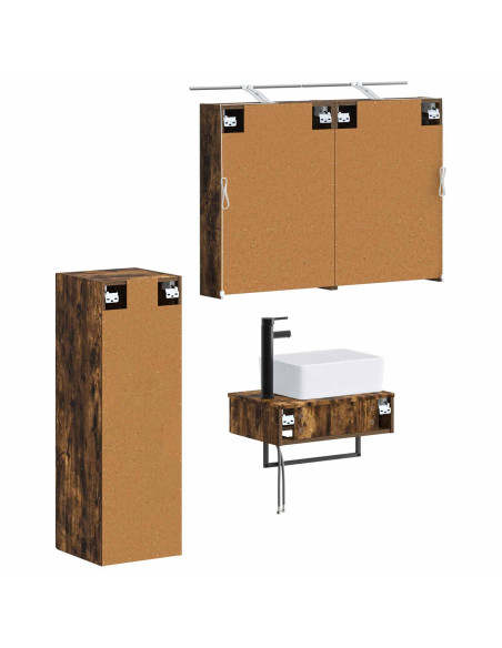 Set di Armadi da Bagno 4 pcs Rovere Fumo 50 x 14,5 x 70 cm
