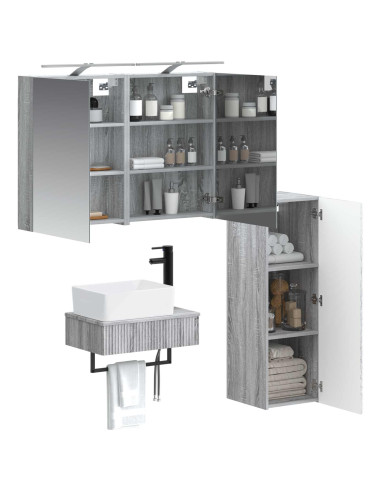 Set di Armadi da Bagno 4 pcs Sonoma grigio 50 x 14,5 x 70 cm
