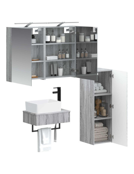 Set di Armadi da Bagno 4 pcs Sonoma grigio 50 x 14,5 x 70 cm