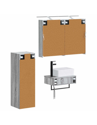 Set di Armadi da Bagno 4 pcs Sonoma grigio 50 x 14,5 x 70 cm