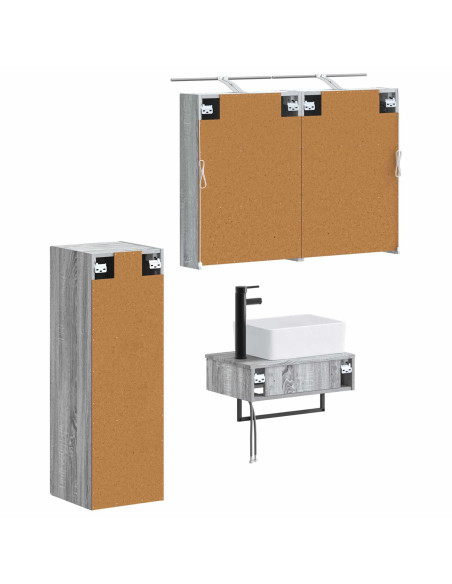 Set di Armadi da Bagno 4 pcs Sonoma grigio 50 x 14,5 x 70 cm