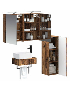 Set di Armadi da Bagno 4 pcs Legno antico 50 x 14,5 x 70 cm 2