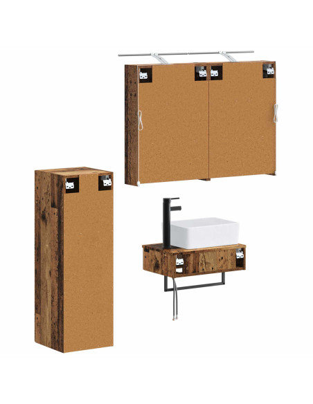 Set di Armadi da Bagno 4 pcs Legno antico 50 x 14,5 x 70 cm