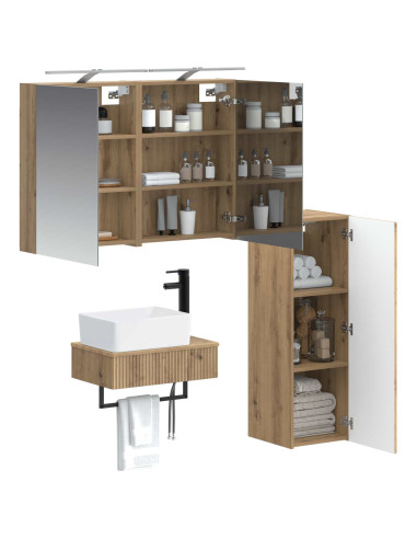 Set di Armadi da Bagno 4 pcs Rovere Artigianale