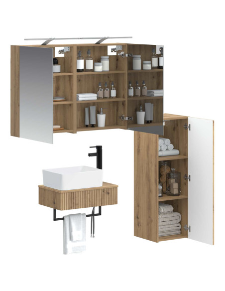 Set di Armadi da Bagno 4 pcs Rovere Artigianale