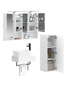 Set di Armadi da Bagno 4 pcs Bianco 50 x 14,5 x 70 cm 2
