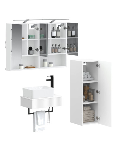 Set di Armadi da Bagno 4 pcs Bianco 50 x 14,5 x 70 cm