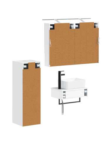 Set di Armadi da Bagno 4 pcs Bianco 50 x 14,5 x 70 cm