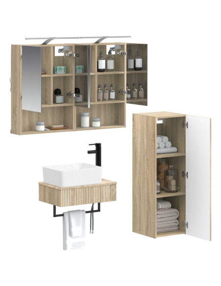 Set di Armadi da Bagno 4 pcs Rovere Sonoma 50 x 14,5 x 70 cm