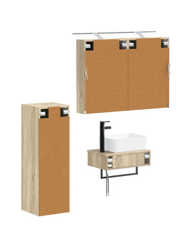 Set di Armadi da Bagno 4 pcs Rovere Sonoma 50 x 14,5 x 70 cm
