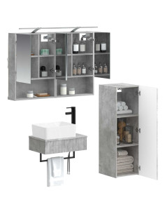 Set di Armadi da Bagno 4 pcs Grigio Cemento 50 x 14,5 x 70 cm 2