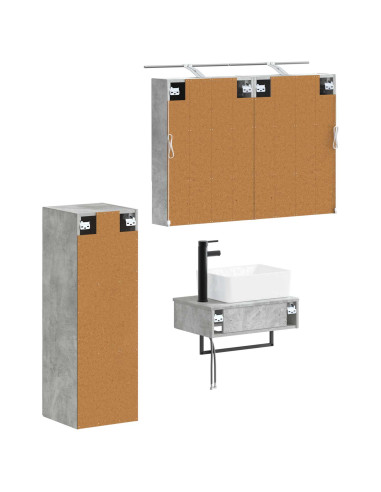 Set di Armadi da Bagno 4 pcs Grigio Cemento 50 x 14,5 x 70 cm