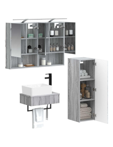 Set di Armadi da Bagno 4 pcs Sonoma grigio 50 x 14,5 x 70 cm