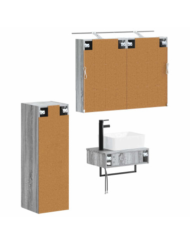 Set di Armadi da Bagno 4 pcs Sonoma grigio 50 x 14,5 x 70 cm