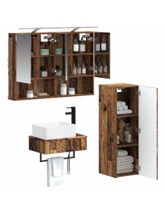 Set di Armadi da Bagno 4 pcs Legno antico 50 x 14,5 x 70 cm 2