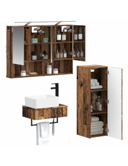 Set di Armadi da Bagno 4 pcs Legno antico 50 x 14,5 x 70 cm