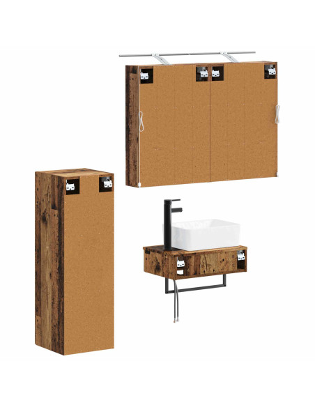 Set di Armadi da Bagno 4 pcs Legno antico 50 x 14,5 x 70 cm