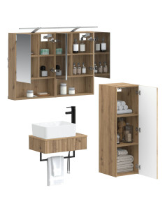 Set di Armadi da Bagno 4 pcs Rovere Artigianale 2