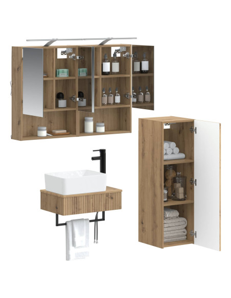 Set di Armadi da Bagno 4 pcs Rovere Artigianale