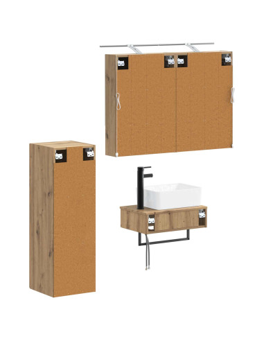 Set di Armadi da Bagno 4 pcs Rovere Artigianale