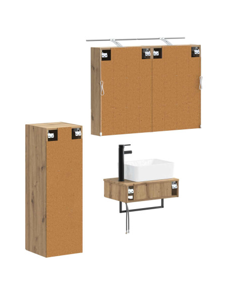 Set di Armadi da Bagno 4 pcs Rovere Artigianale