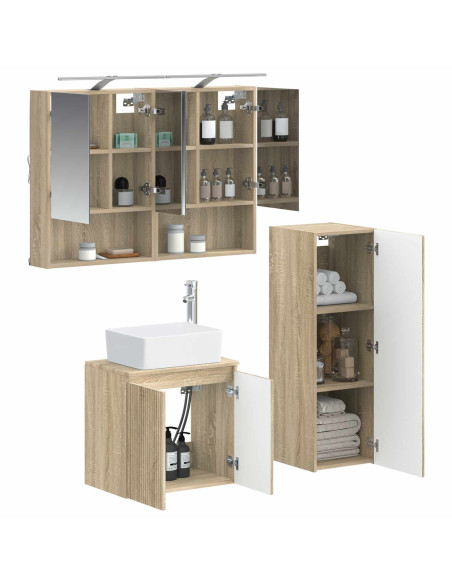 Set di mobili per il bagno 4 pcs Rovere Sonoma