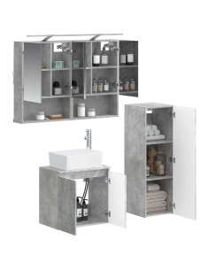 Set di mobili per il bagno 4 pcs Grigio Cemento 2