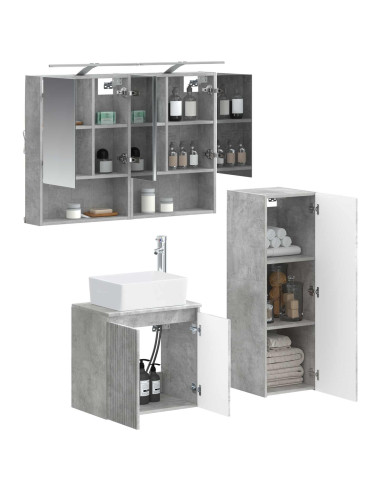 Set di mobili per il bagno 4 pcs Grigio Cemento