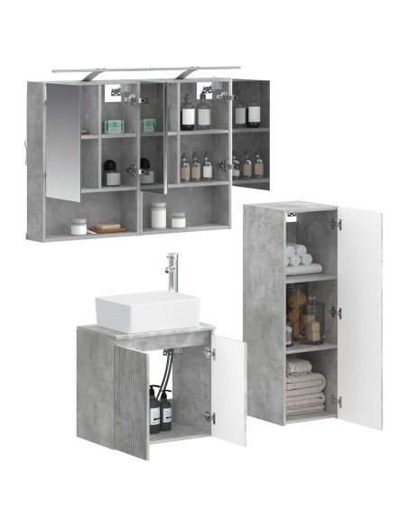 Set di mobili per il bagno 4 pcs Grigio Cemento