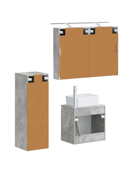 Set di mobili per il bagno 4 pcs Grigio Cemento