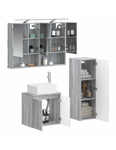 Set di mobili per il bagno 4 pcs Sonoma grigio