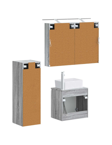 Set di mobili per il bagno 4 pcs Sonoma grigio