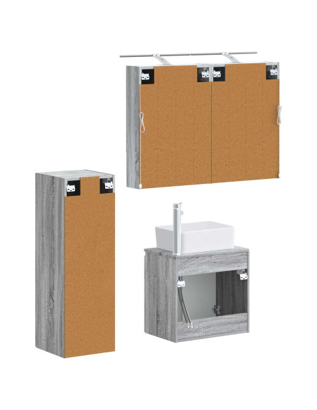 Set di mobili per il bagno 4 pcs Sonoma grigio