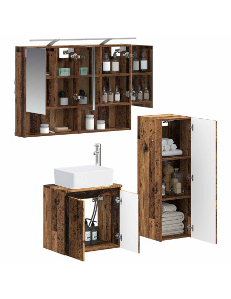 Set di mobili per il bagno 4 pcs Legno antico