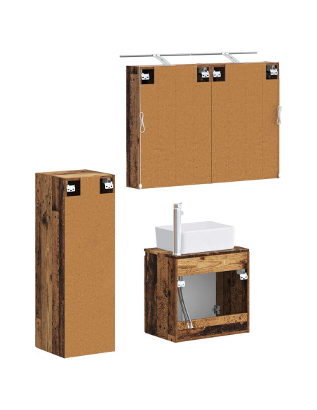 Set di mobili per il bagno 4 pcs Legno antico