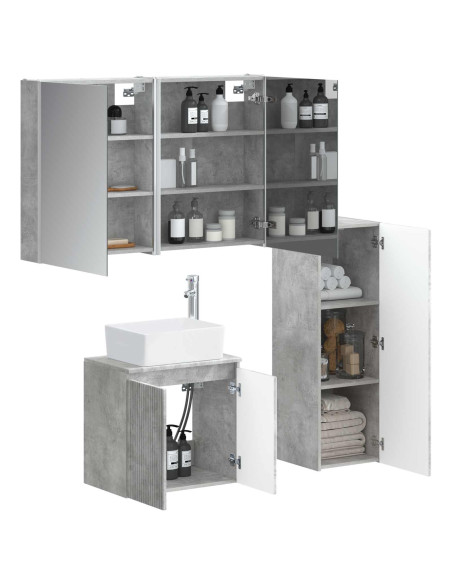 Set di mobili per il bagno 4 pcs Grigio Cemento