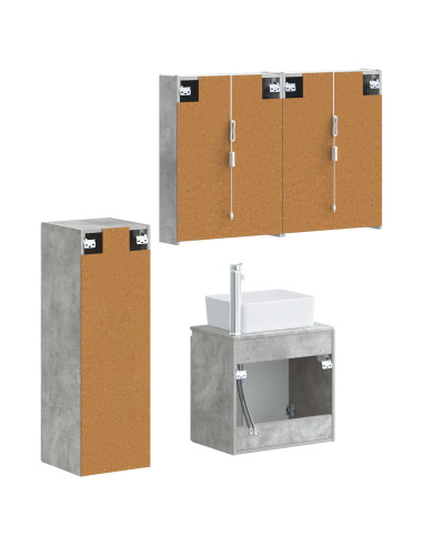 Set di mobili per il bagno 4 pcs Grigio Cemento