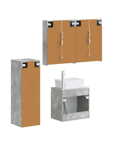 Set di mobili per il bagno 4 pcs Grigio Cemento
