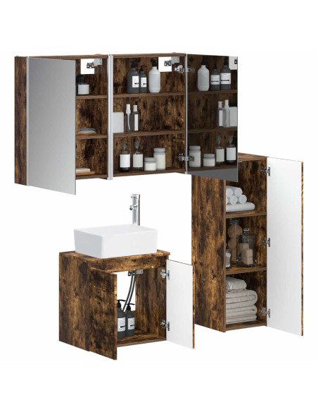 Set di mobili per il bagno 4 pcs Rovere Fumo