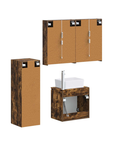 Set di mobili per il bagno 4 pcs Rovere Fumo