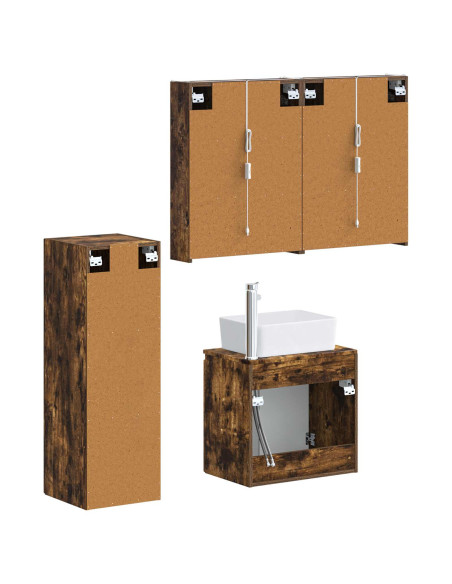 Set di mobili per il bagno 4 pcs Rovere Fumo