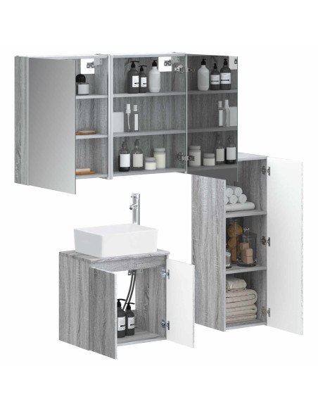 Set di mobili per il bagno 4 pcs Sonoma grigio