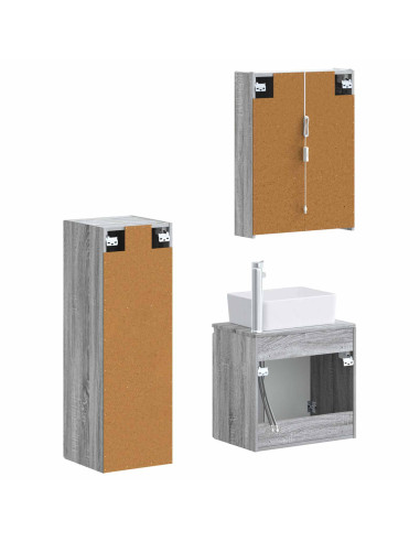 Set di mobili per il bagno 4 pcs Sonoma grigio