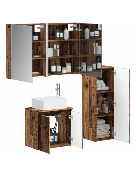 Set di mobili per il bagno 4 pcs Legno antico