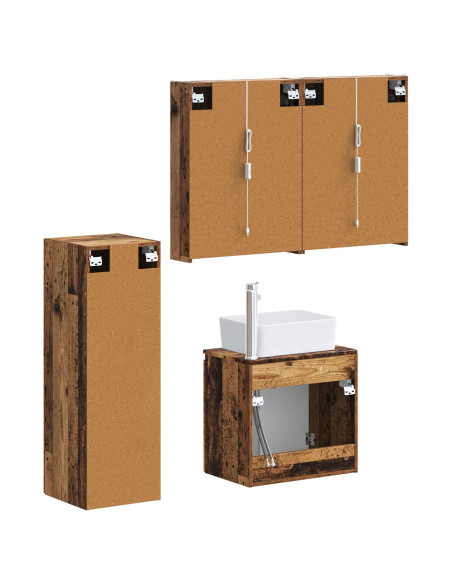 Set di mobili per il bagno 4 pcs Legno antico