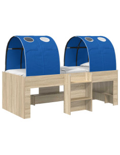 Letto con Tunnel 3 pz Sonoma e Blu Legno ingegnerizzato 2