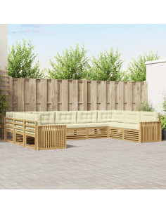Set di divani da esterno 9 pcs Bianco e Crema