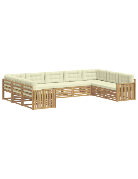 Set di divani da esterno 9 pcs Bianco e Crema